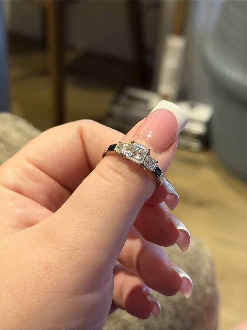 JTV Moissanite and Lab Created Sapphire Ring